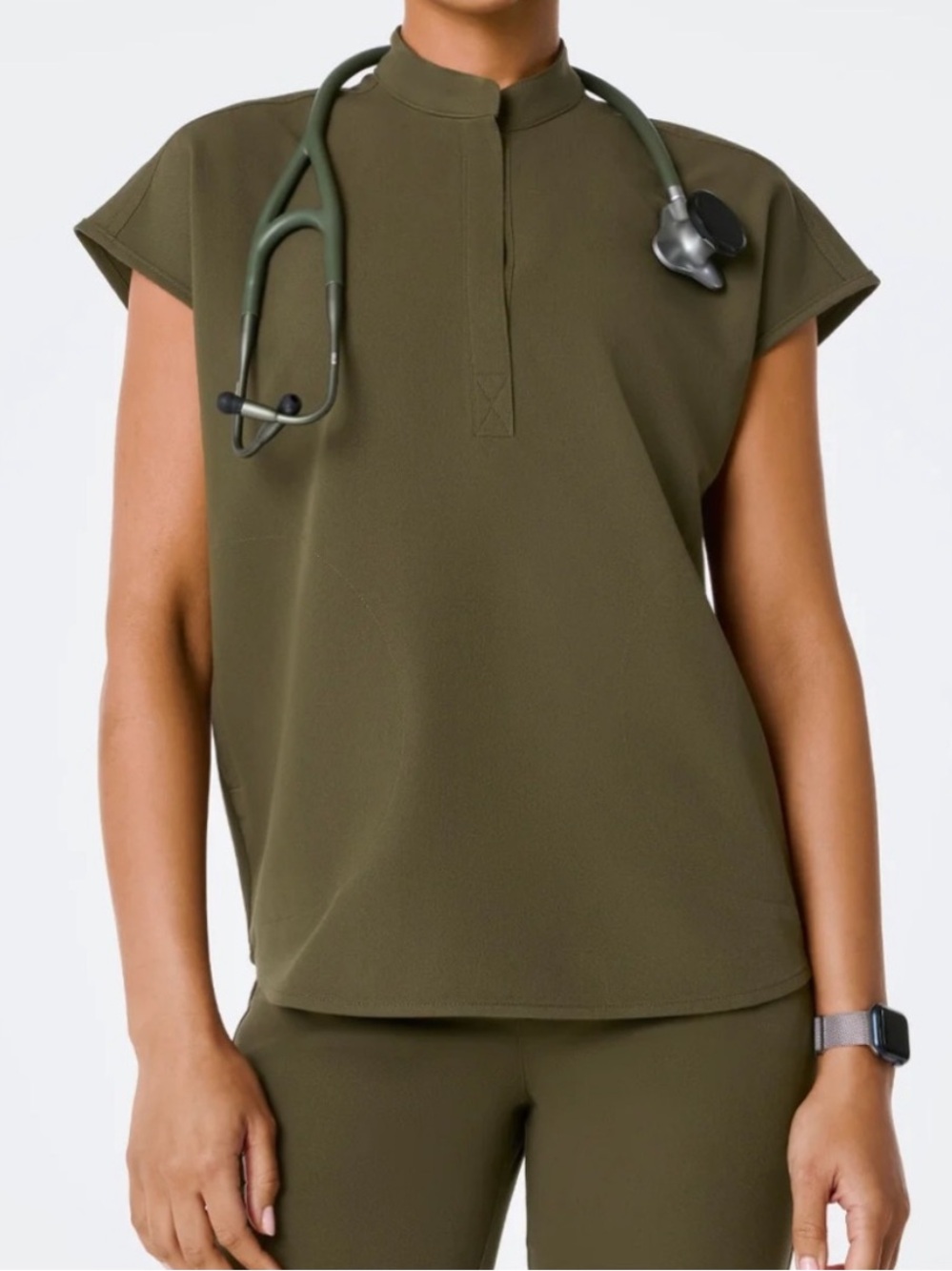 Figs Rafaela Oversized Scrub Top XXS in Olive Green Women’s